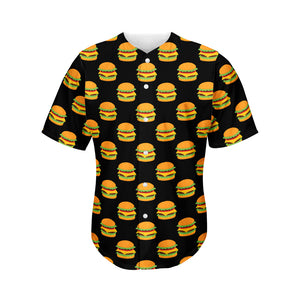 Cute Hamburger Pattern Print Men's Baseball Jersey