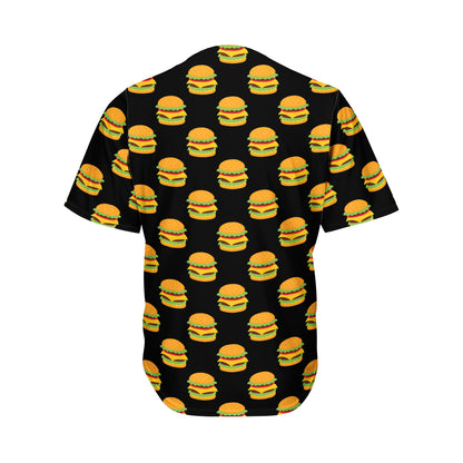 Cute Hamburger Pattern Print Men's Baseball Jersey