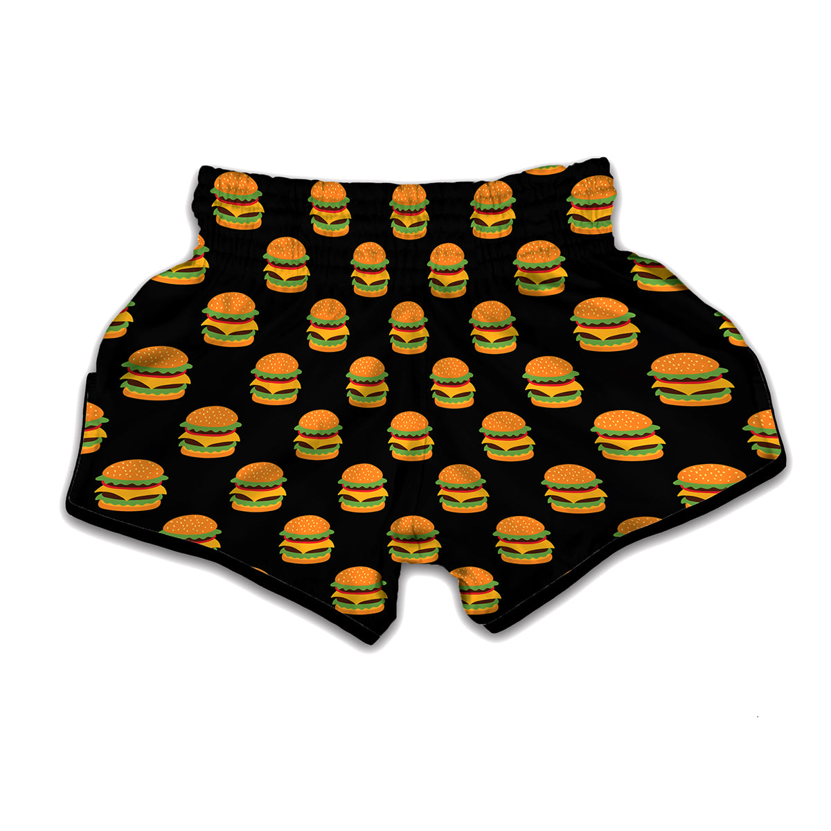 Cute Hamburger Pattern Print Muay Thai Boxing Shorts
