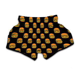 Cute Hamburger Pattern Print Muay Thai Boxing Shorts