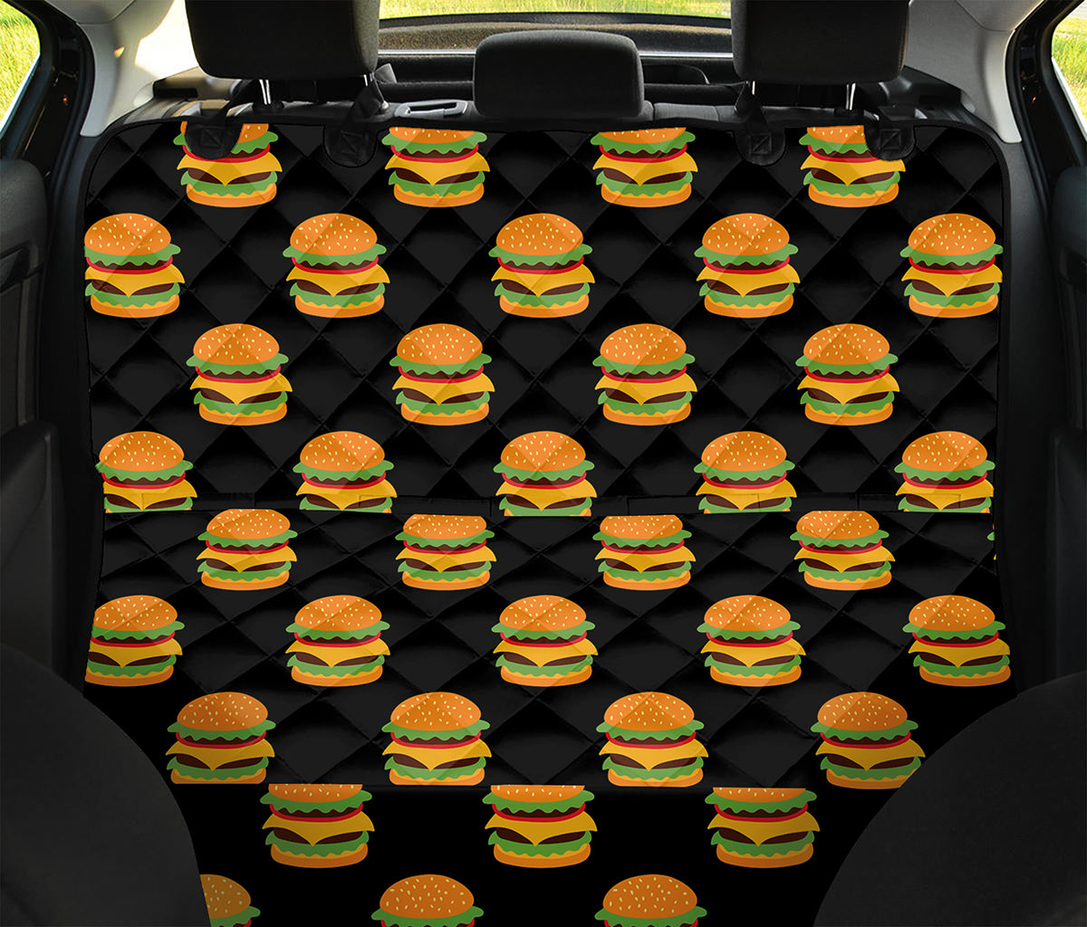 Cute Hamburger Pattern Print Pet Car Back Seat Cover