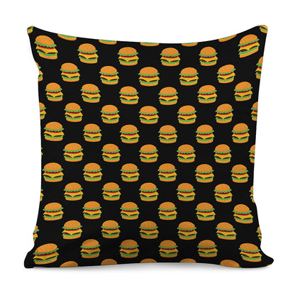 Cute Hamburger Pattern Print Pillow Cover