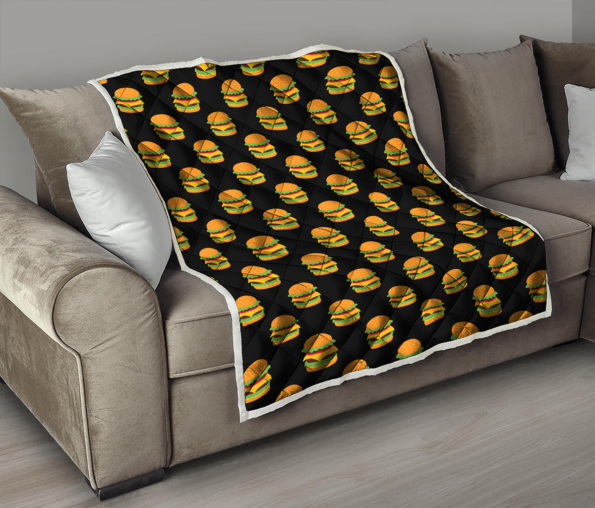 Cute Hamburger Pattern Print Quilt