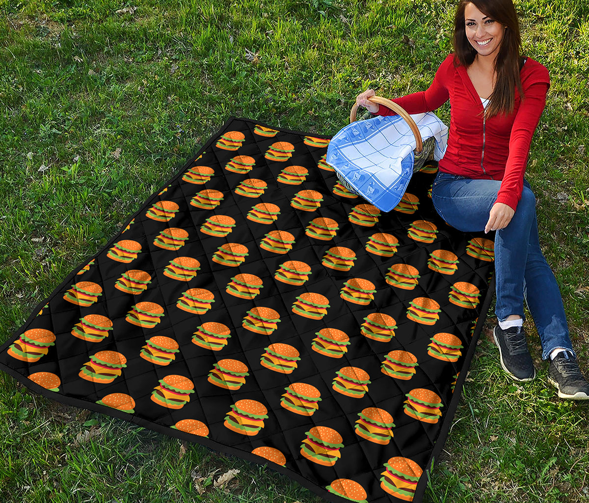 Cute Hamburger Pattern Print Quilt