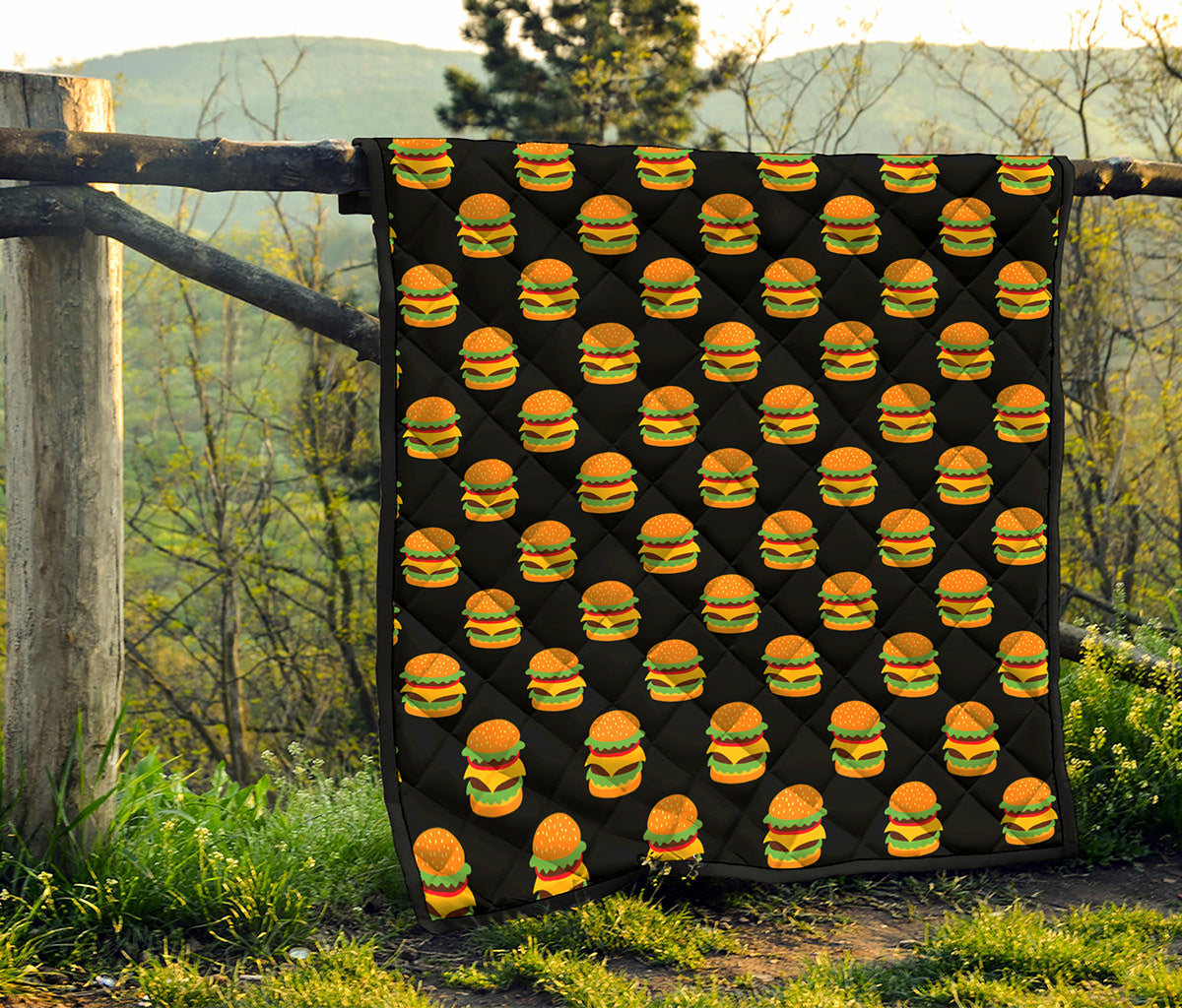 Cute Hamburger Pattern Print Quilt