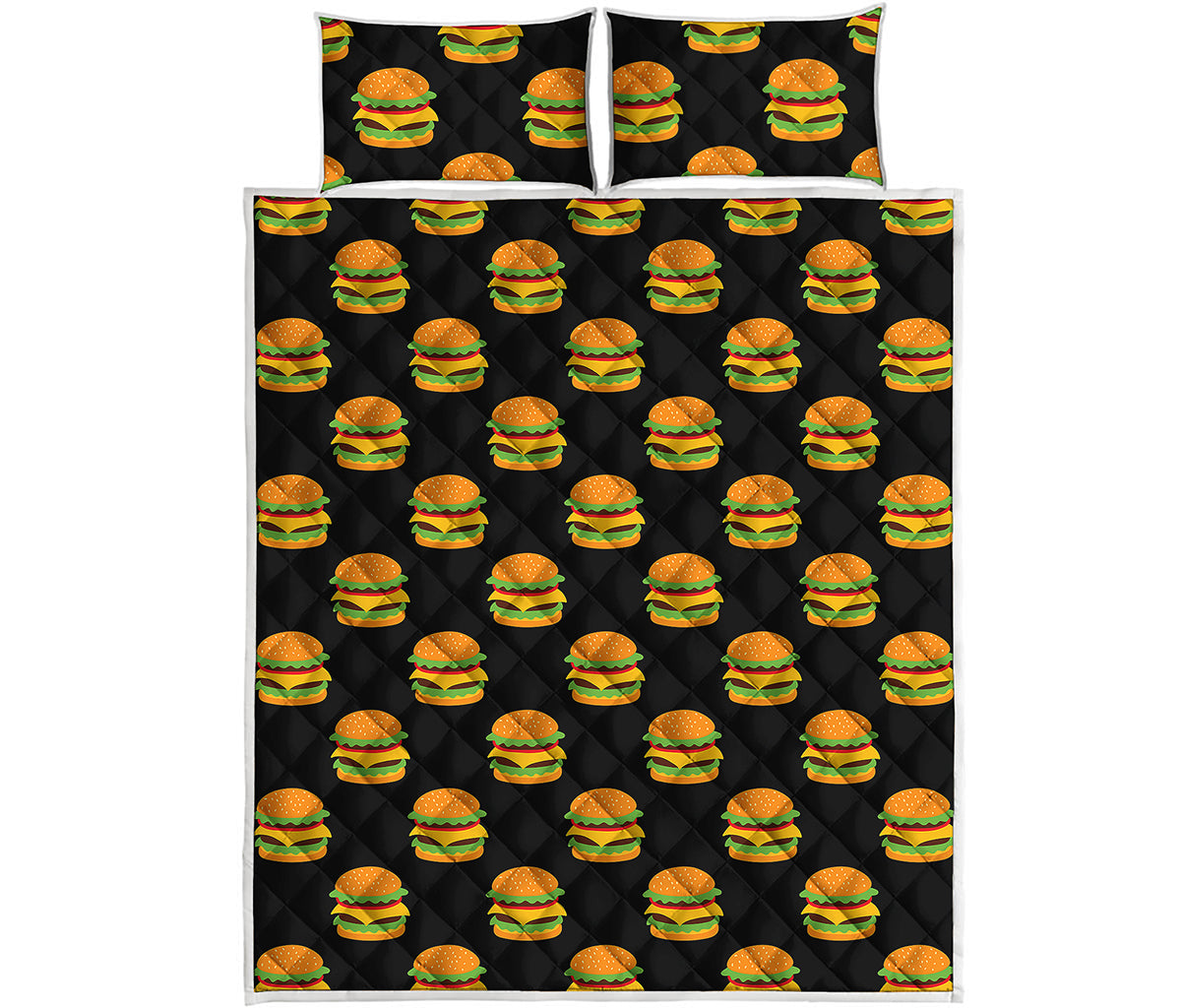 Cute Hamburger Pattern Print Quilt Bed Set
