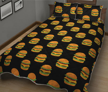 Cute Hamburger Pattern Print Quilt Bed Set