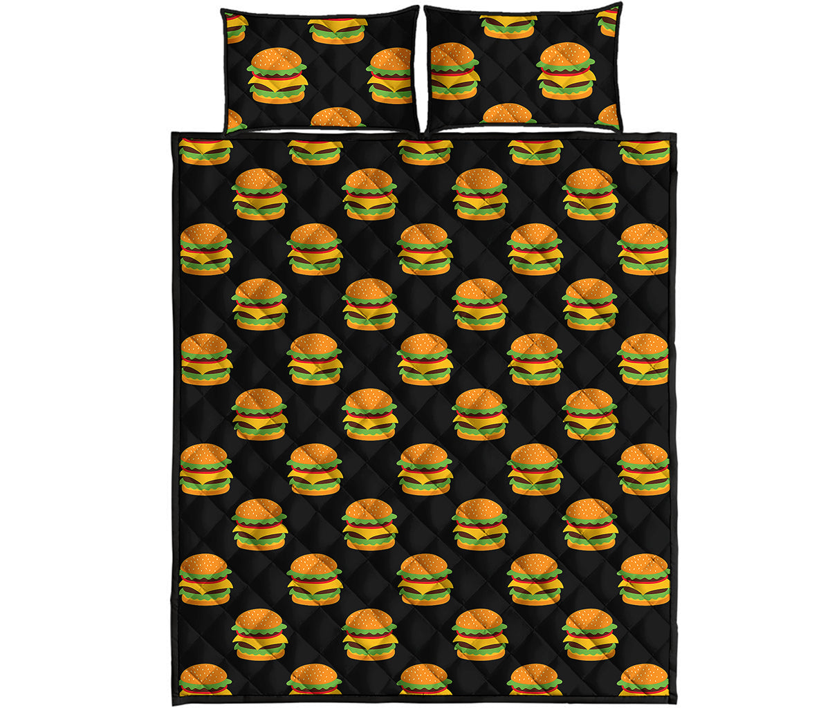 Cute Hamburger Pattern Print Quilt Bed Set