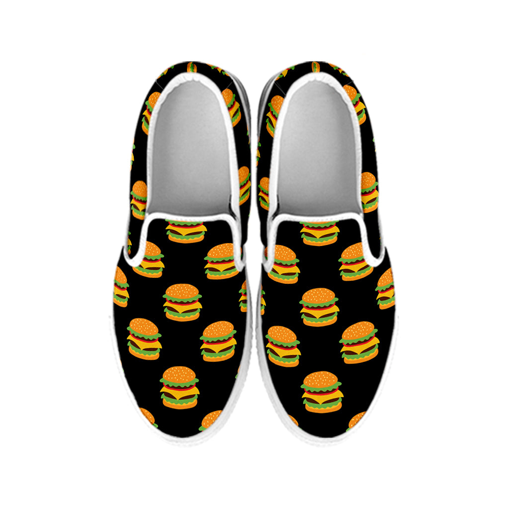 Cute Hamburger Pattern Print White Slip On Shoes