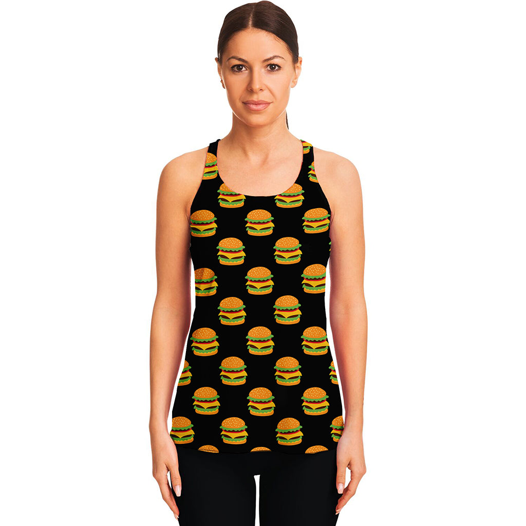 Cute Hamburger Pattern Print Women's Racerback Tank Top