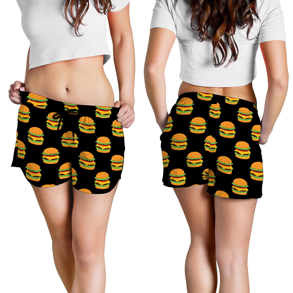 Cute Hamburger Pattern Print Women's Shorts