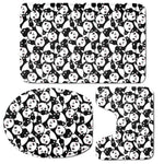 Cute Happy Panda Pattern Print 3 Piece Bath Mat Set