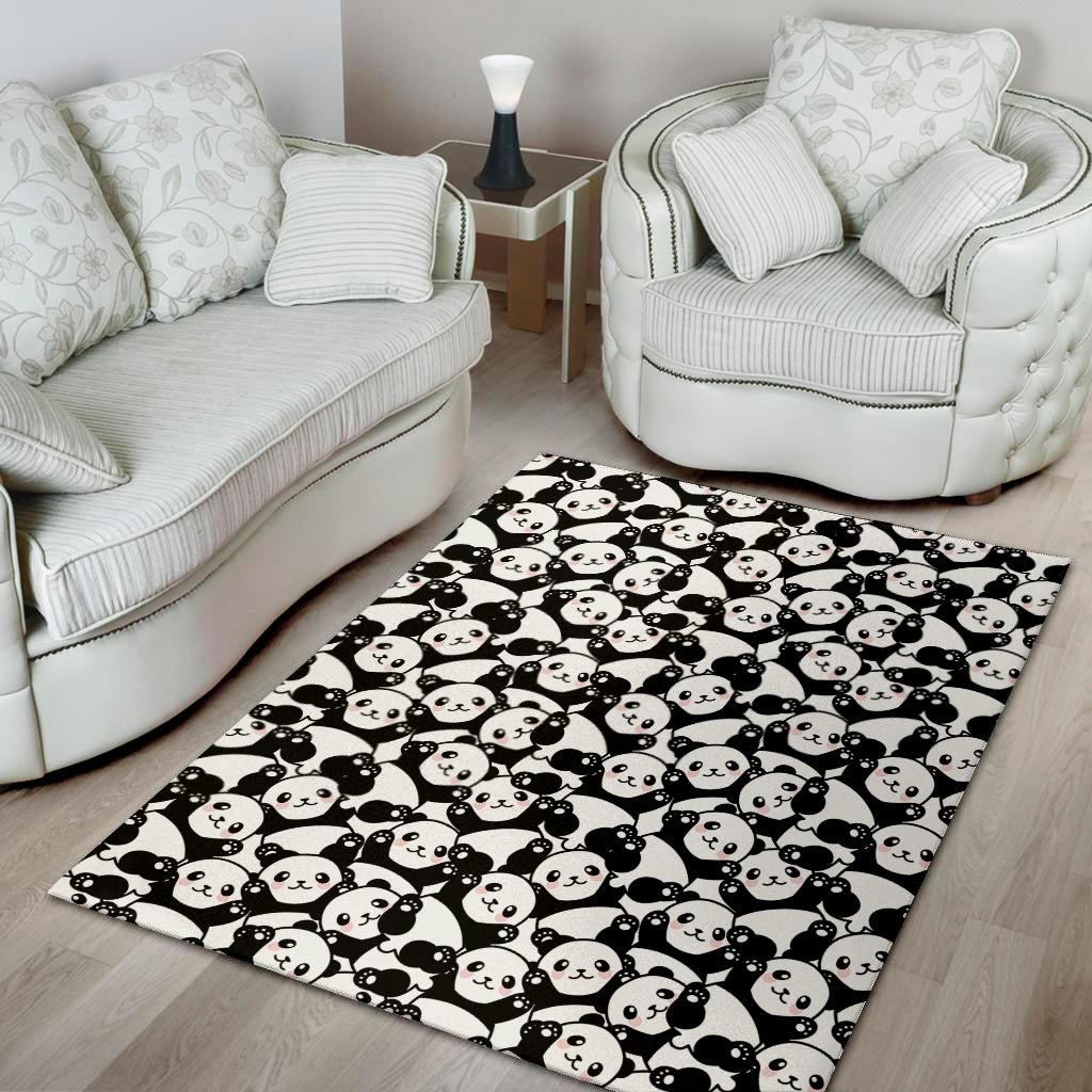 Cute Happy Panda Pattern Print Area Rug