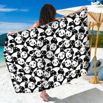 Cute Happy Panda Pattern Print Beach Sarong Wrap