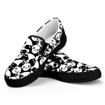 Cute Happy Panda Pattern Print Black Slip On Shoes