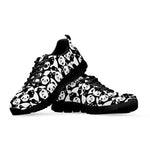 Cute Happy Panda Pattern Print Black Sneakers