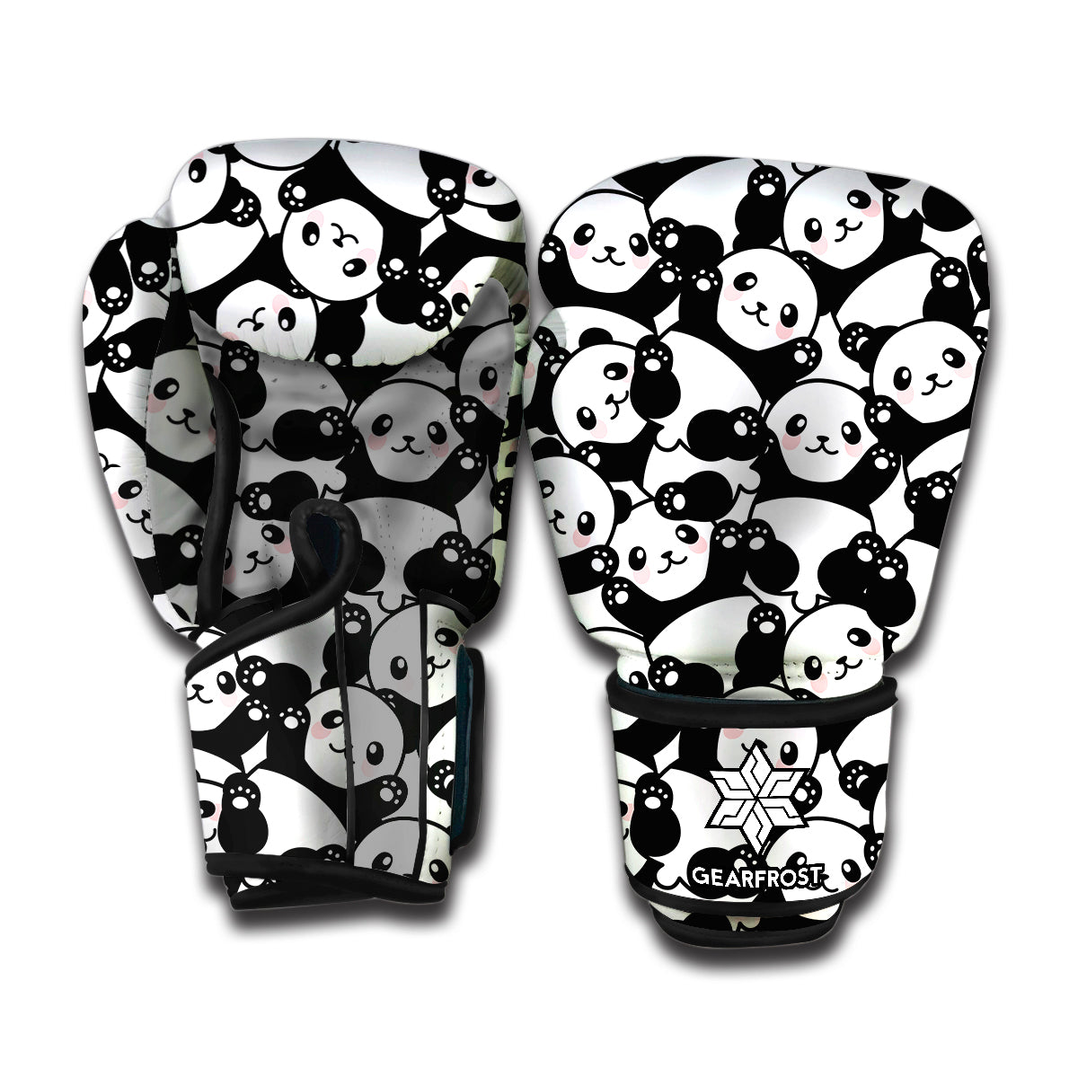 Cute Happy Panda Pattern Print Boxing Gloves