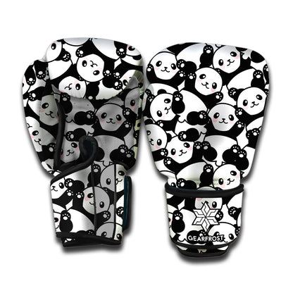 Cute Happy Panda Pattern Print Boxing Gloves