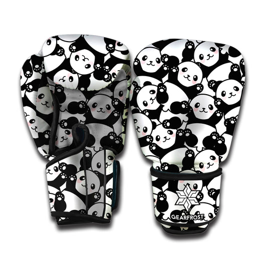 Cute Happy Panda Pattern Print Boxing Gloves