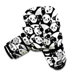Cute Happy Panda Pattern Print Boxing Gloves