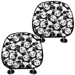 Cute Happy Panda Pattern Print Car Headrest Covers