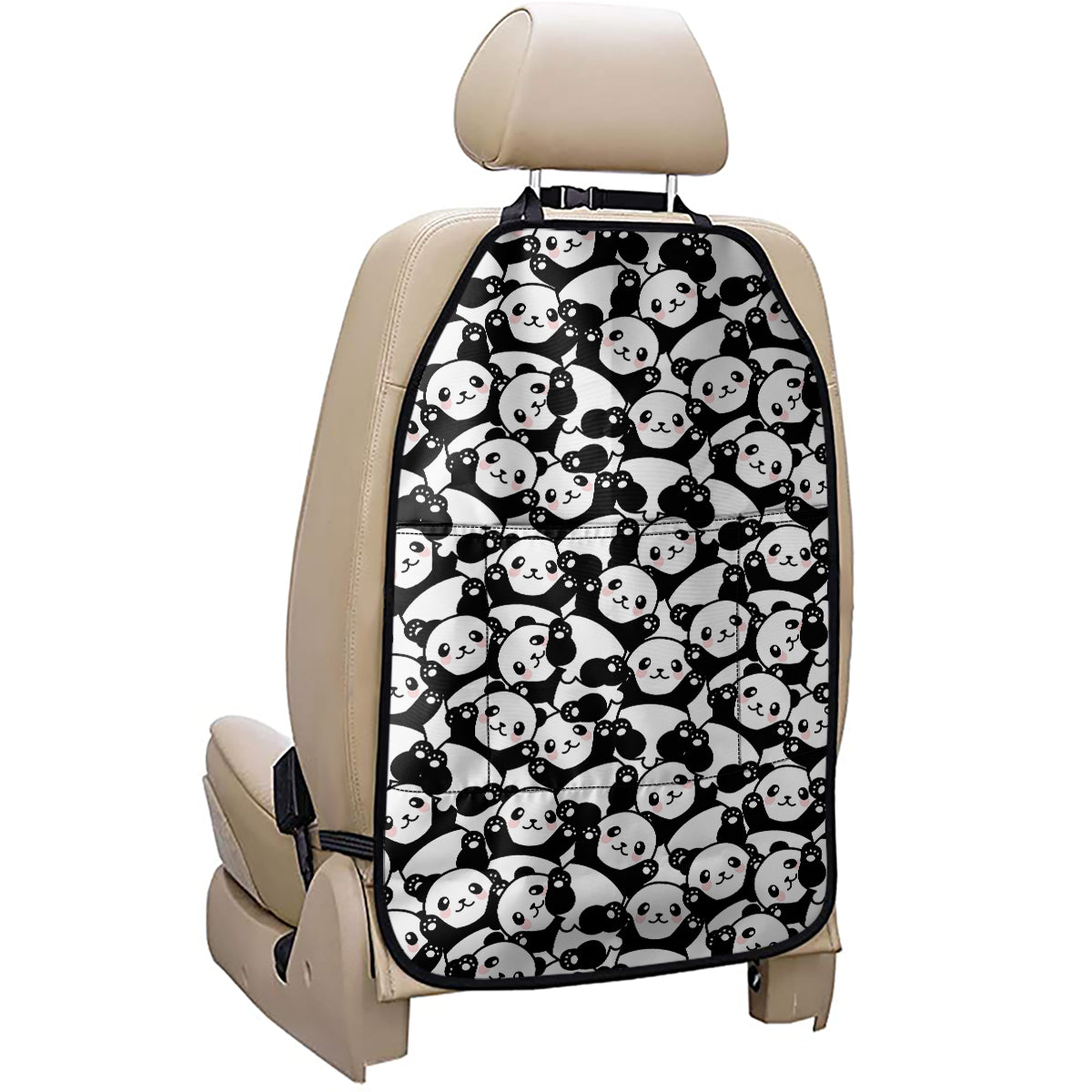 Cute Happy Panda Pattern Print Car Seat Organizers