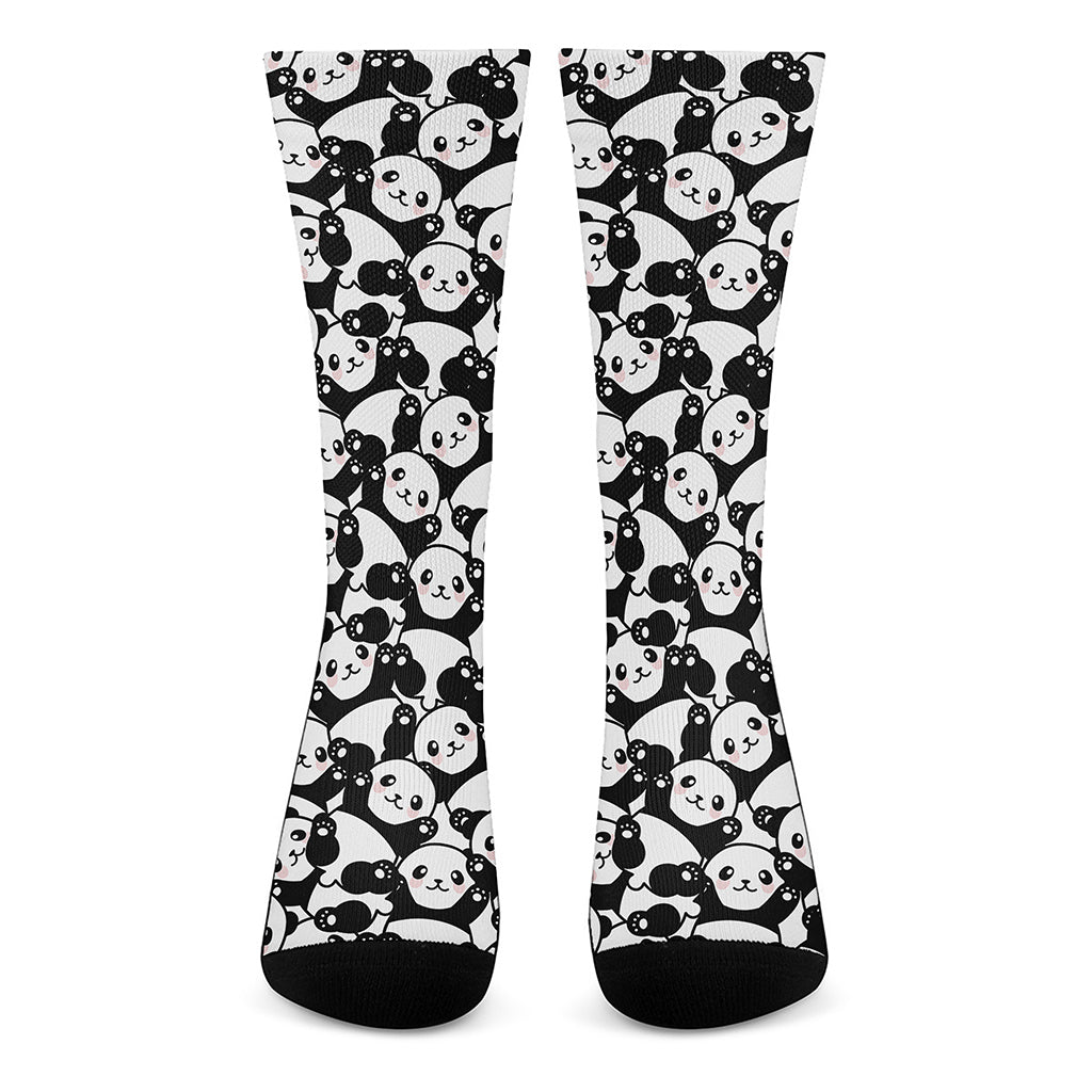 Cute Happy Panda Pattern Print Crew Socks