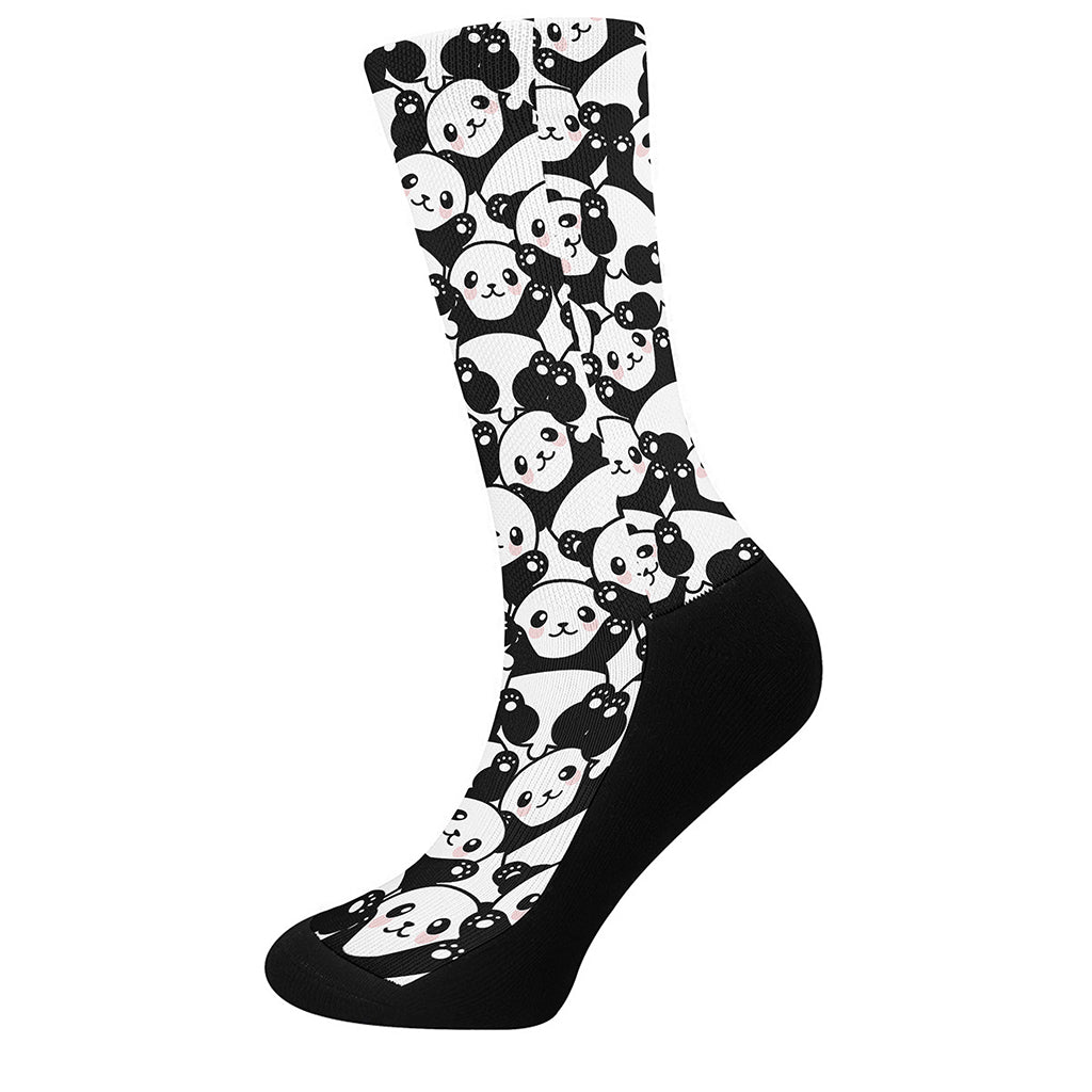 Cute Happy Panda Pattern Print Crew Socks