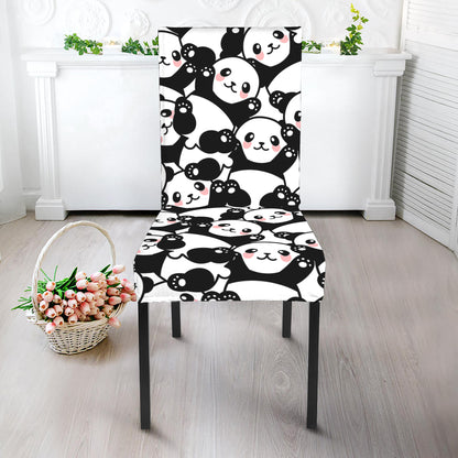 Cute Happy Panda Pattern Print Dining Chair Slipcover