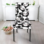 Cute Happy Panda Pattern Print Dining Chair Slipcover
