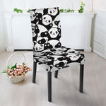 Cute Happy Panda Pattern Print Dining Chair Slipcover