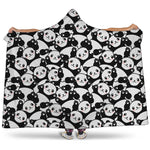 Cute Happy Panda Pattern Print Hooded Blanket
