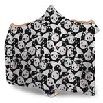 Cute Happy Panda Pattern Print Hooded Blanket