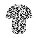 Cute Happy Panda Pattern Print Men's Baseball Jersey