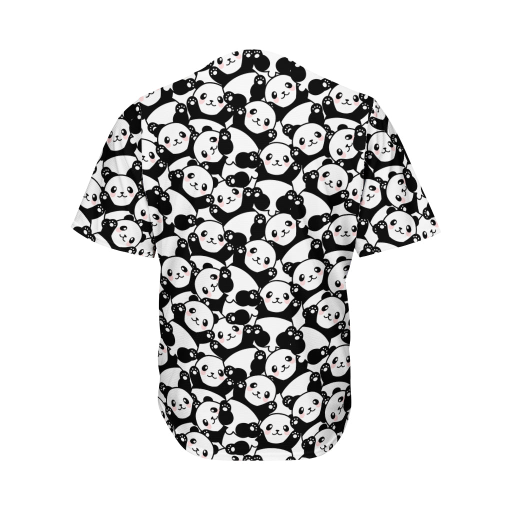 Cute Happy Panda Pattern Print Men's Baseball Jersey