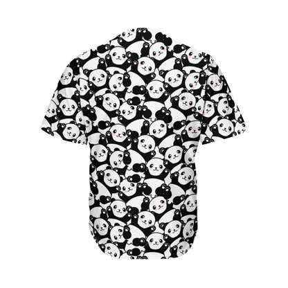 Cute Happy Panda Pattern Print Men's Baseball Jersey