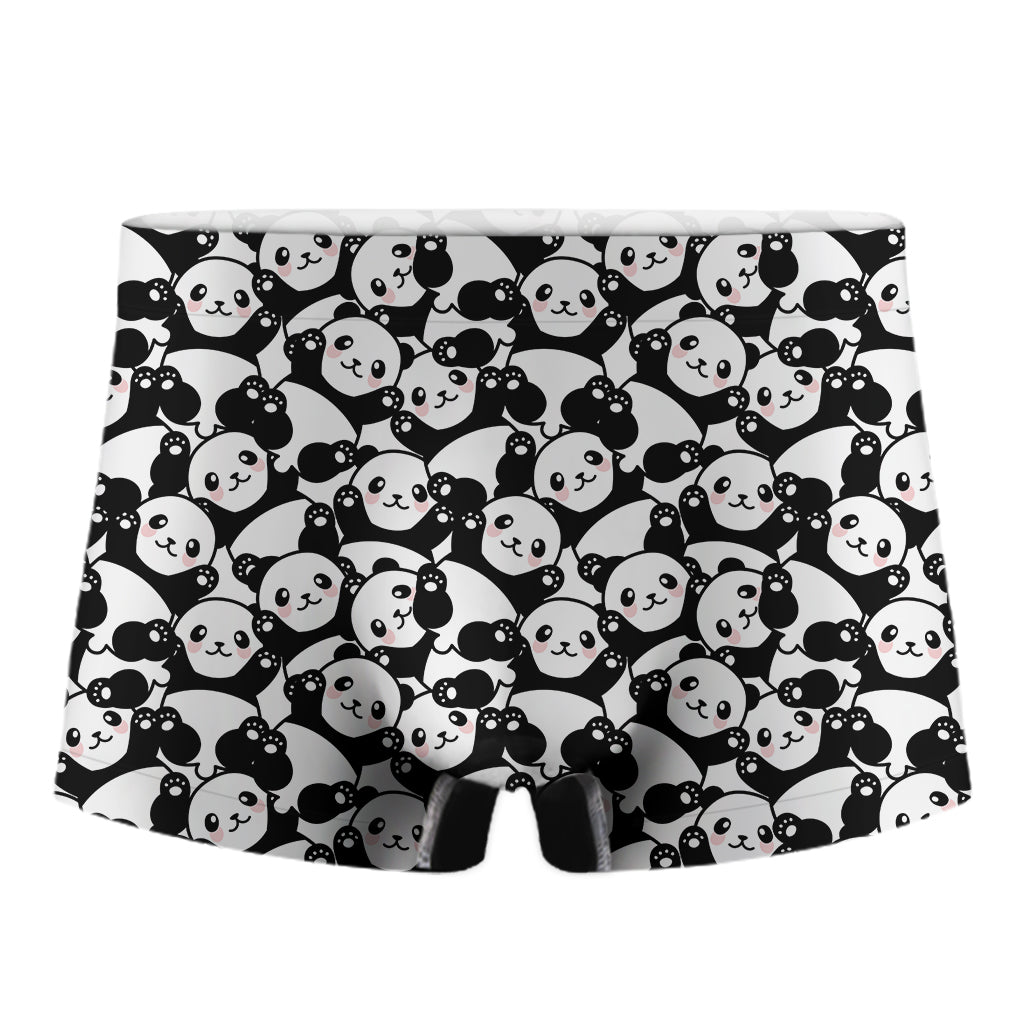 Cute Happy Panda Pattern Print Men's Boxer Briefs