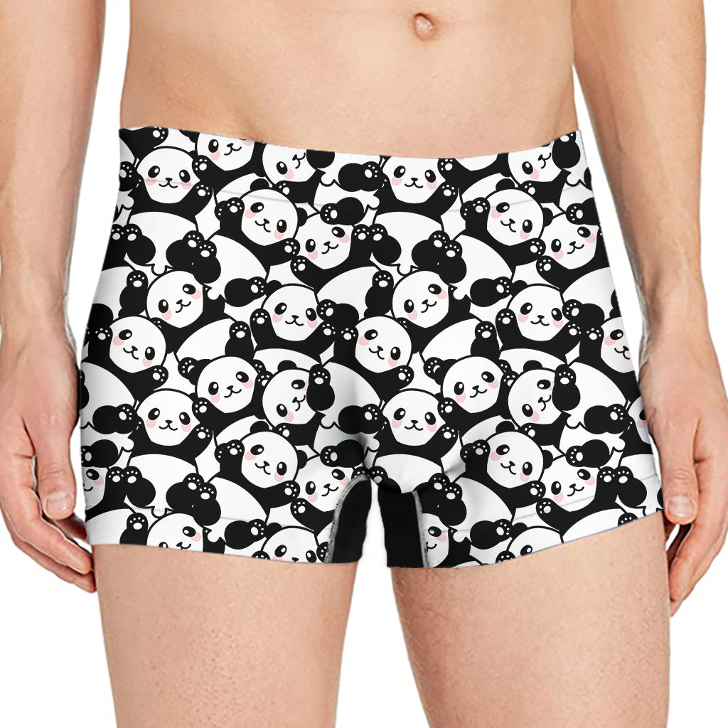Cute Happy Panda Pattern Print Men's Boxer Briefs