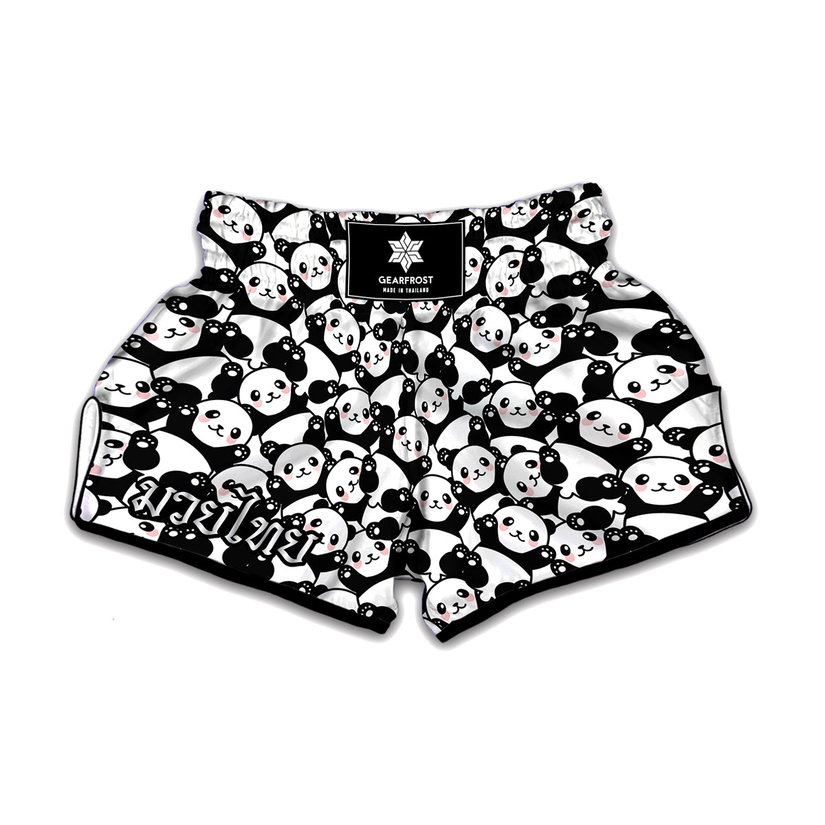 Cute Happy Panda Pattern Print Muay Thai Boxing Shorts