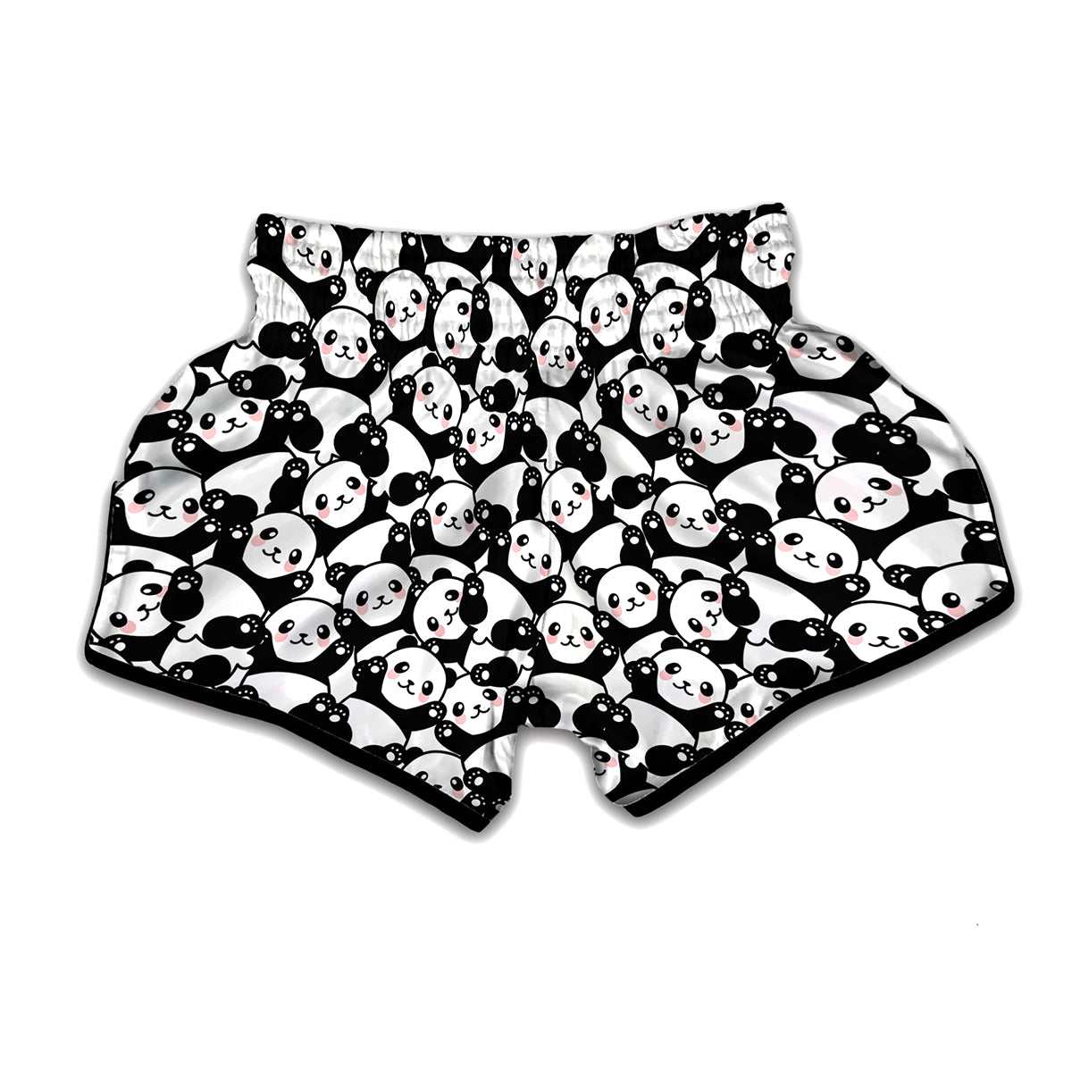 Cute Happy Panda Pattern Print Muay Thai Boxing Shorts