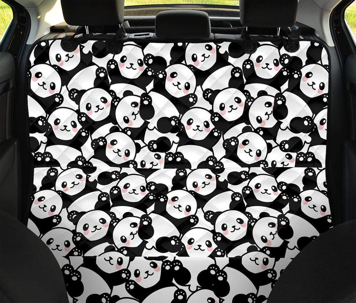Cute Happy Panda Pattern Print Pet Car Back Seat Cover
