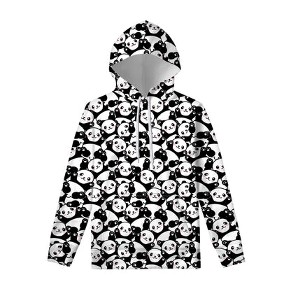 Cute Happy Panda Pattern Print Pullover Hoodie