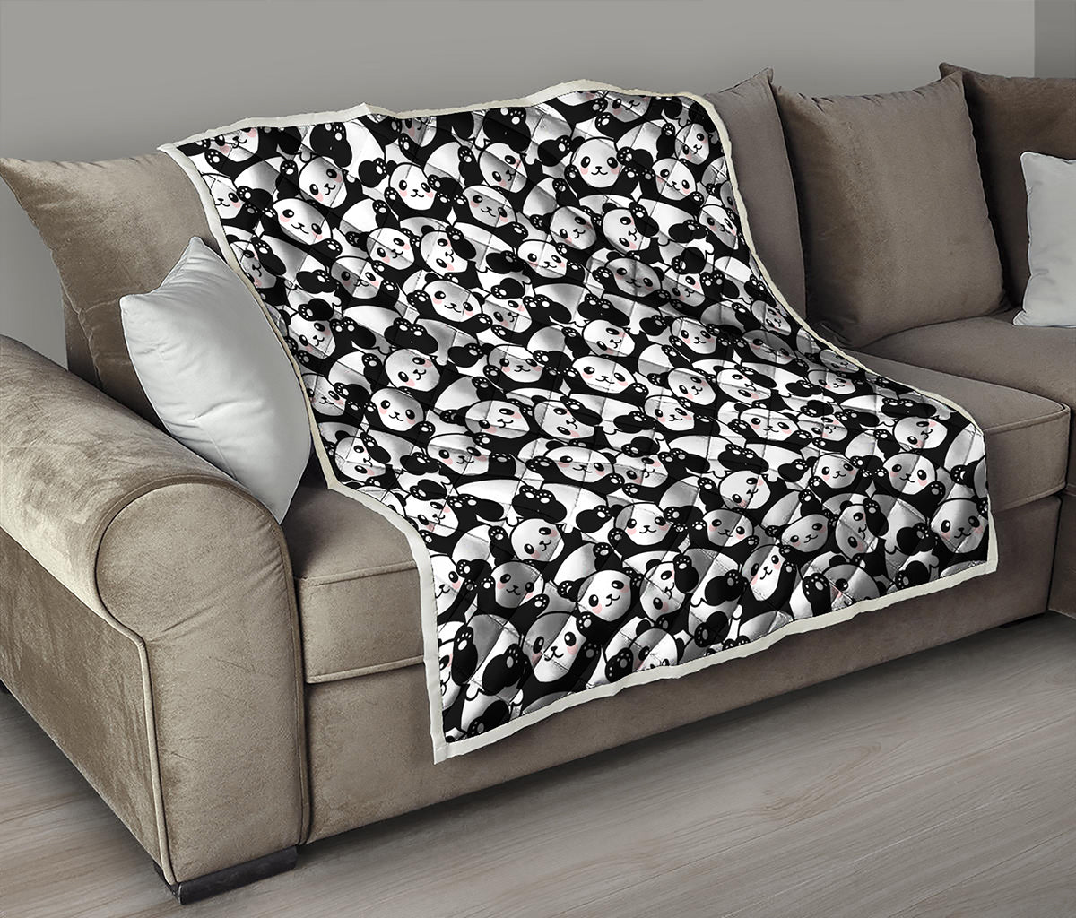 Cute Happy Panda Pattern Print Quilt