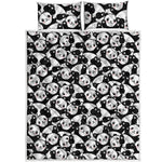 Cute Happy Panda Pattern Print Quilt Bed Set