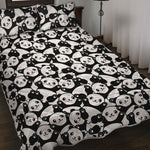 Cute Happy Panda Pattern Print Quilt Bed Set