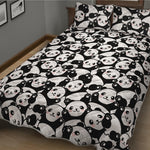 Cute Happy Panda Pattern Print Quilt Bed Set