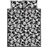 Cute Happy Panda Pattern Print Quilt Bed Set