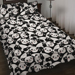 Cute Happy Panda Pattern Print Quilt Bed Set