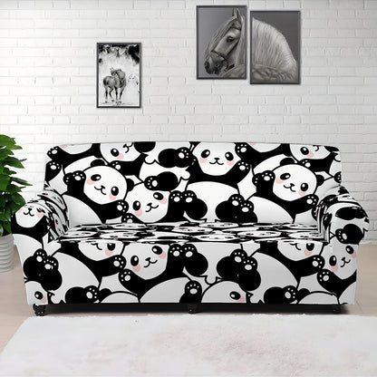 Cute Happy Panda Pattern Print Sofa Cover