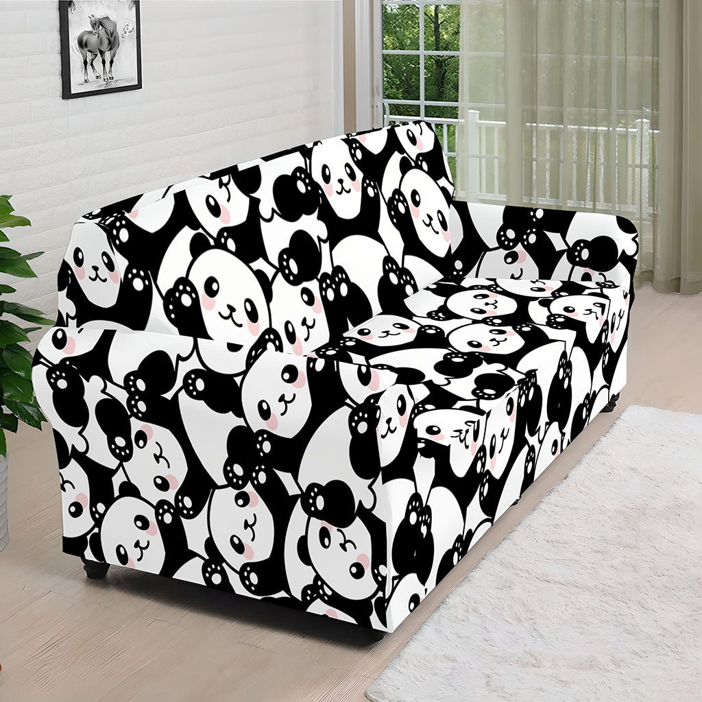 Cute Happy Panda Pattern Print Sofa Cover